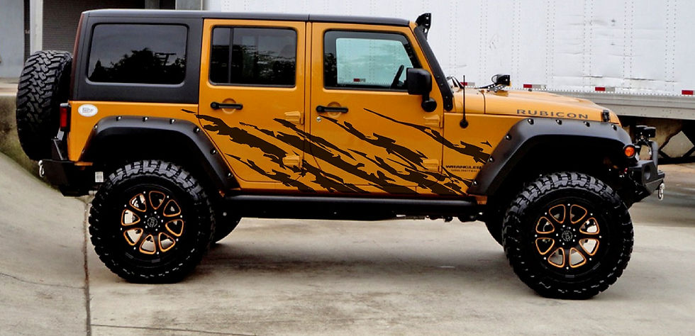 Jeep Wrangler Rubicon Full Side tattered Splash Decal Sticker 116