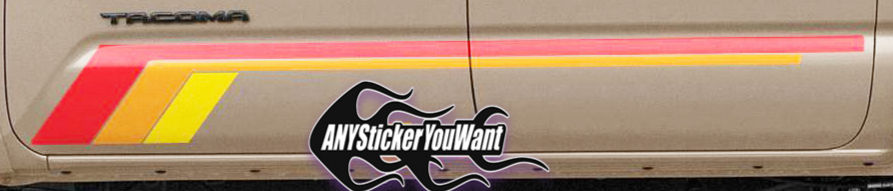 Toyota Tacoma 3 Color Hockey Stripe Rocker Panel Decal Sticker