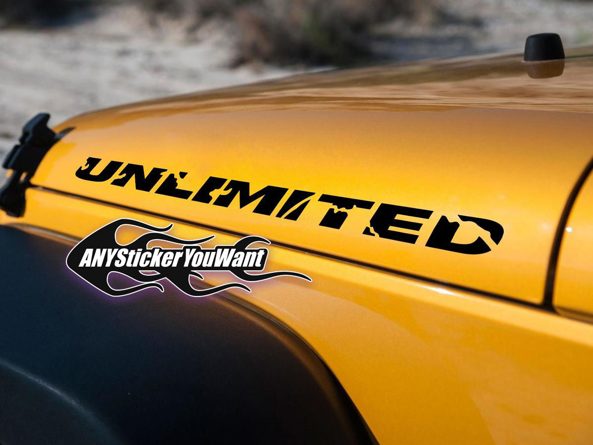 JEEP Rubicon Wrangler Distressed Unlimited Hood Fender Name Decal Sticker 160