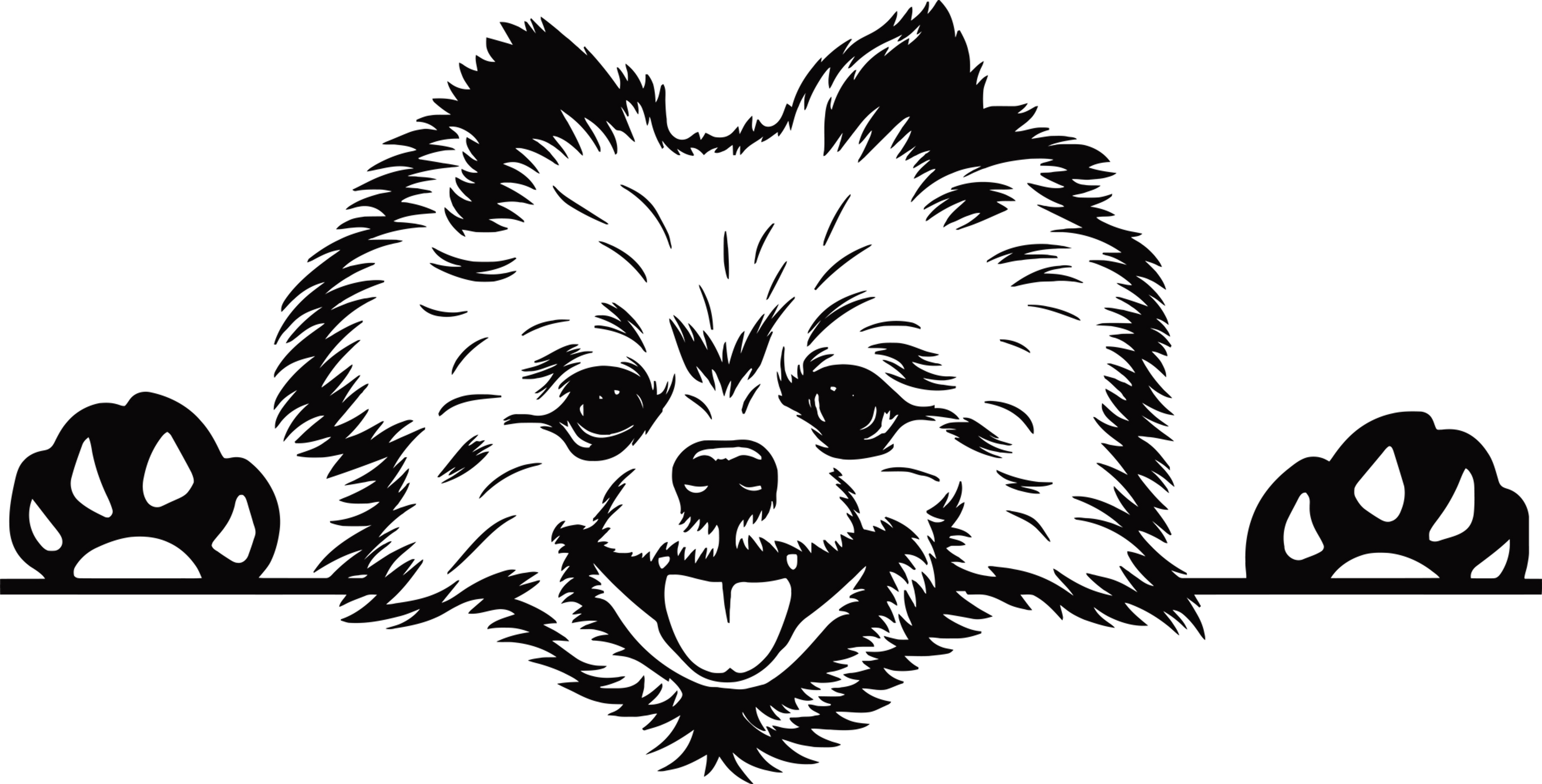 Peeking Pomeranian Decal Sticker (add text)
