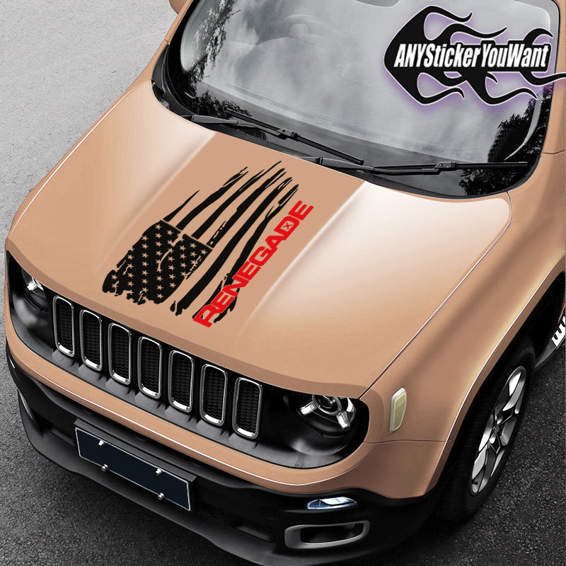 Jeep Renegade American Flag Hood Decal Sticker 45