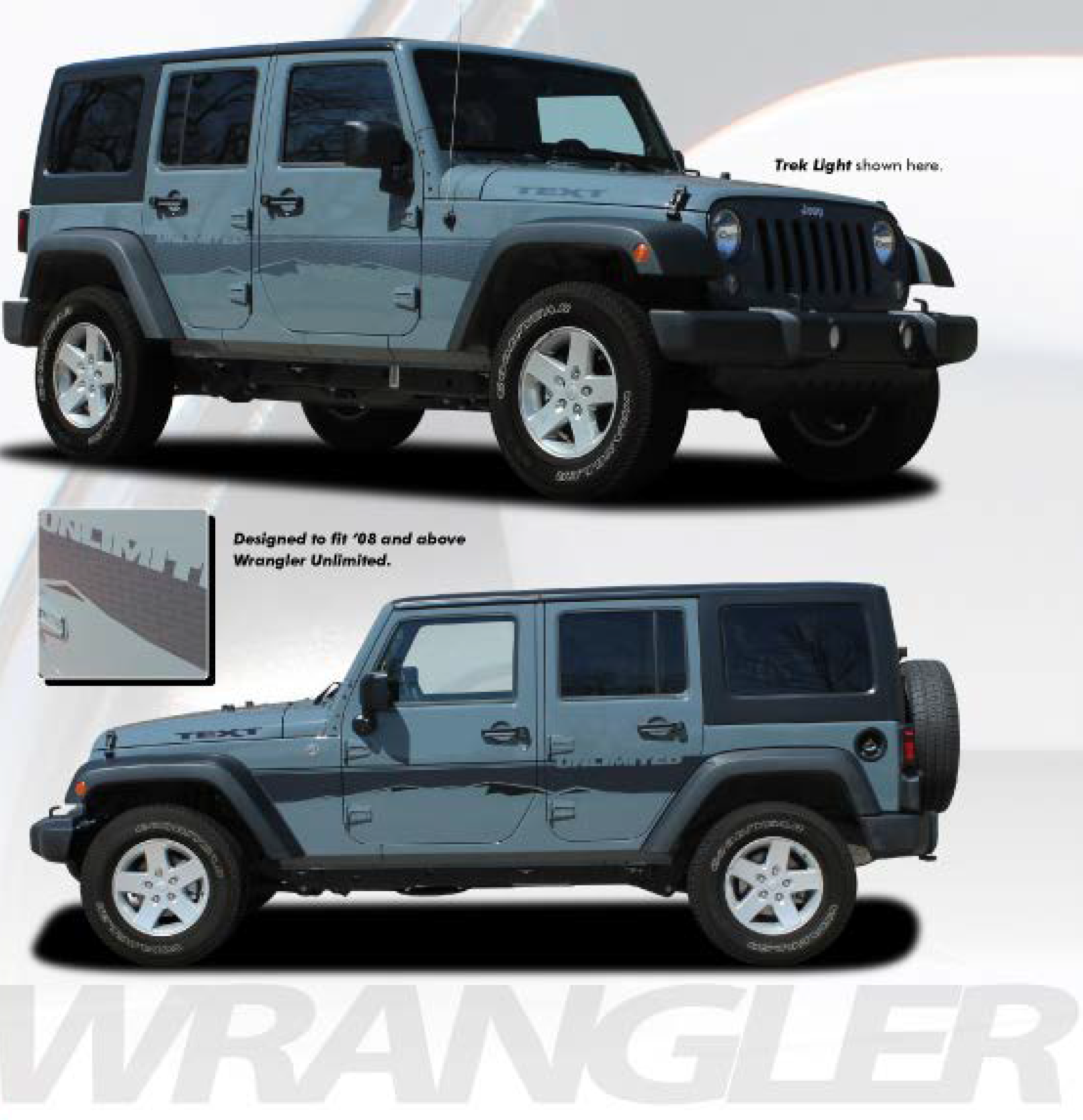 Jeep Wrangler TREK 2 Vinyl Decal Side Stripes Fits Jeep Wrangler