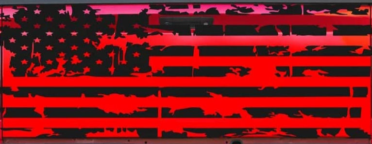 Distressed Tattered American Flag Tailgate Vinyl Decal Sticker 6