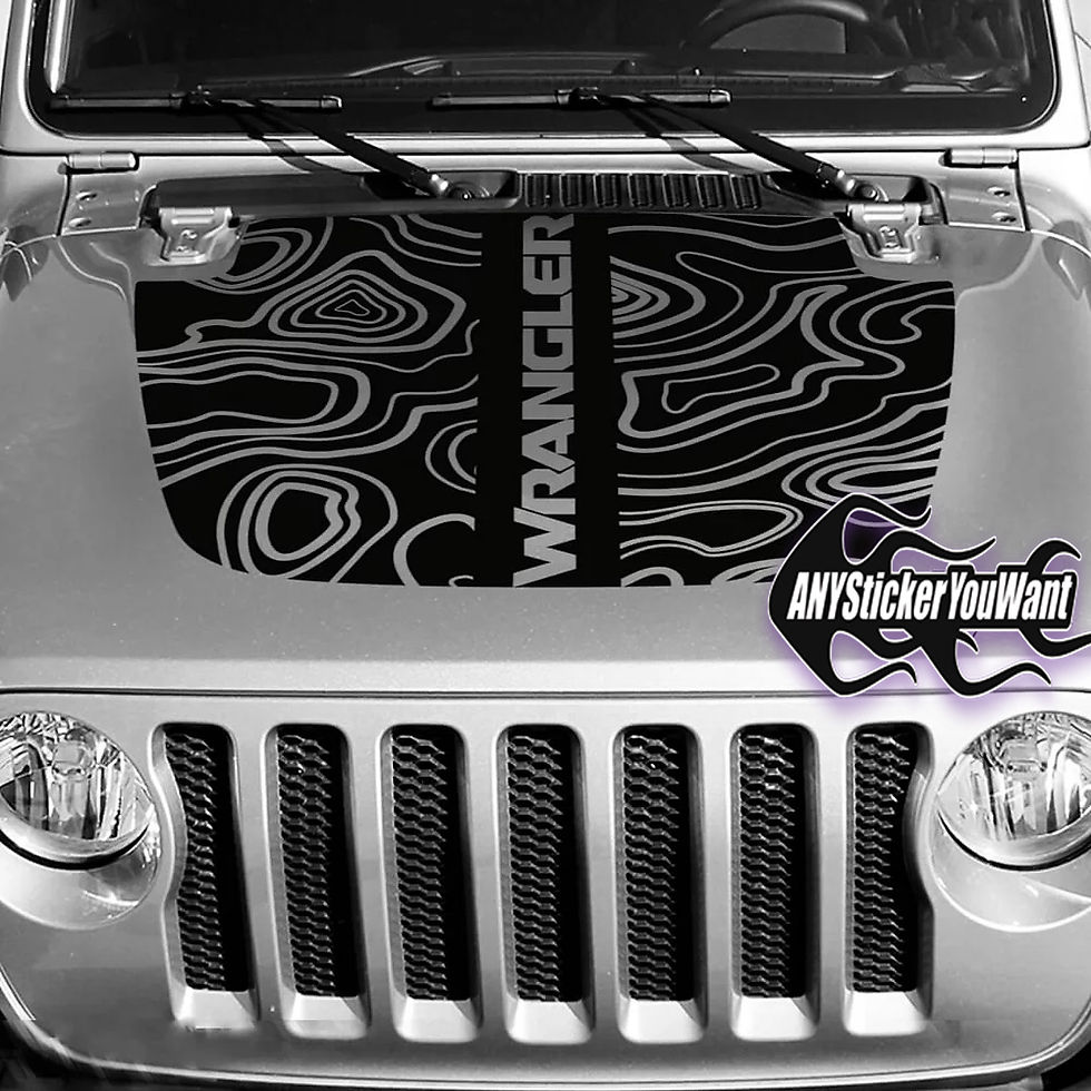 Topo Jeep Wrangler Topographic Hood Decal Sticker