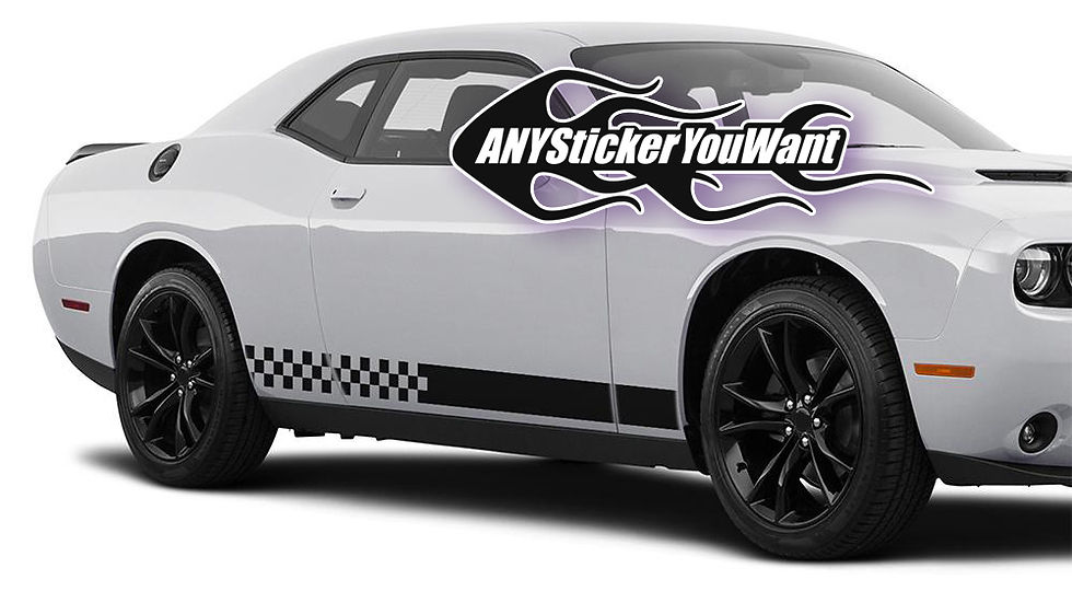 Dodge Challenger Checkered Flag Rocker Stripe Vinyl Decal Sticker 2