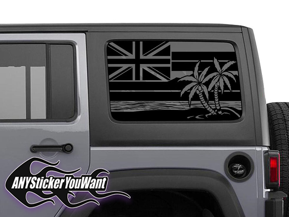 Jeep Wrangler Gladiator Union Jack Beach Palm Side Rear Window Decal 40