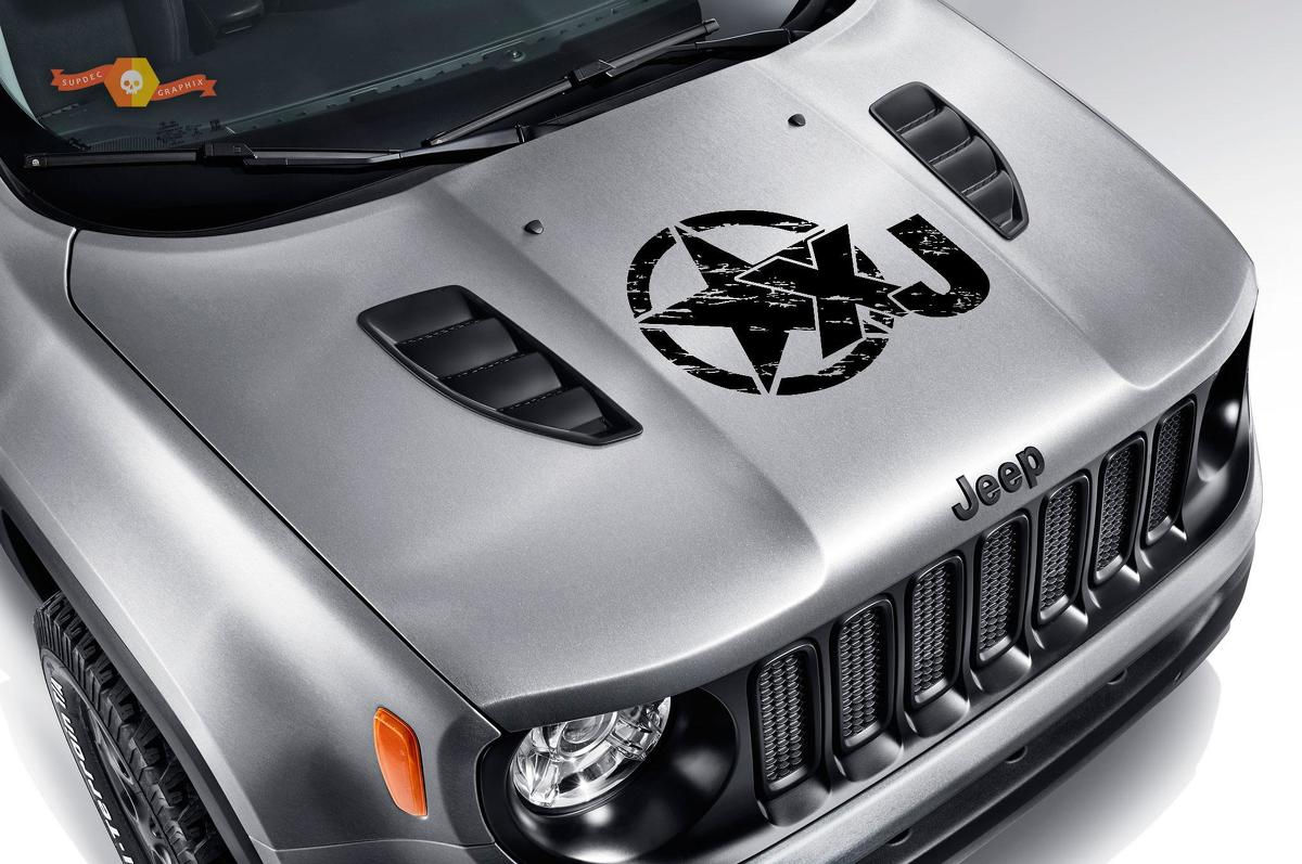 Jeep Wrangler XJ Distressed Army Star Hood Decal Sticker 197
