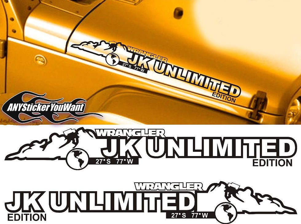 Jeep Wrangler Unlimited Hood Fender Name Decal Sticker 113