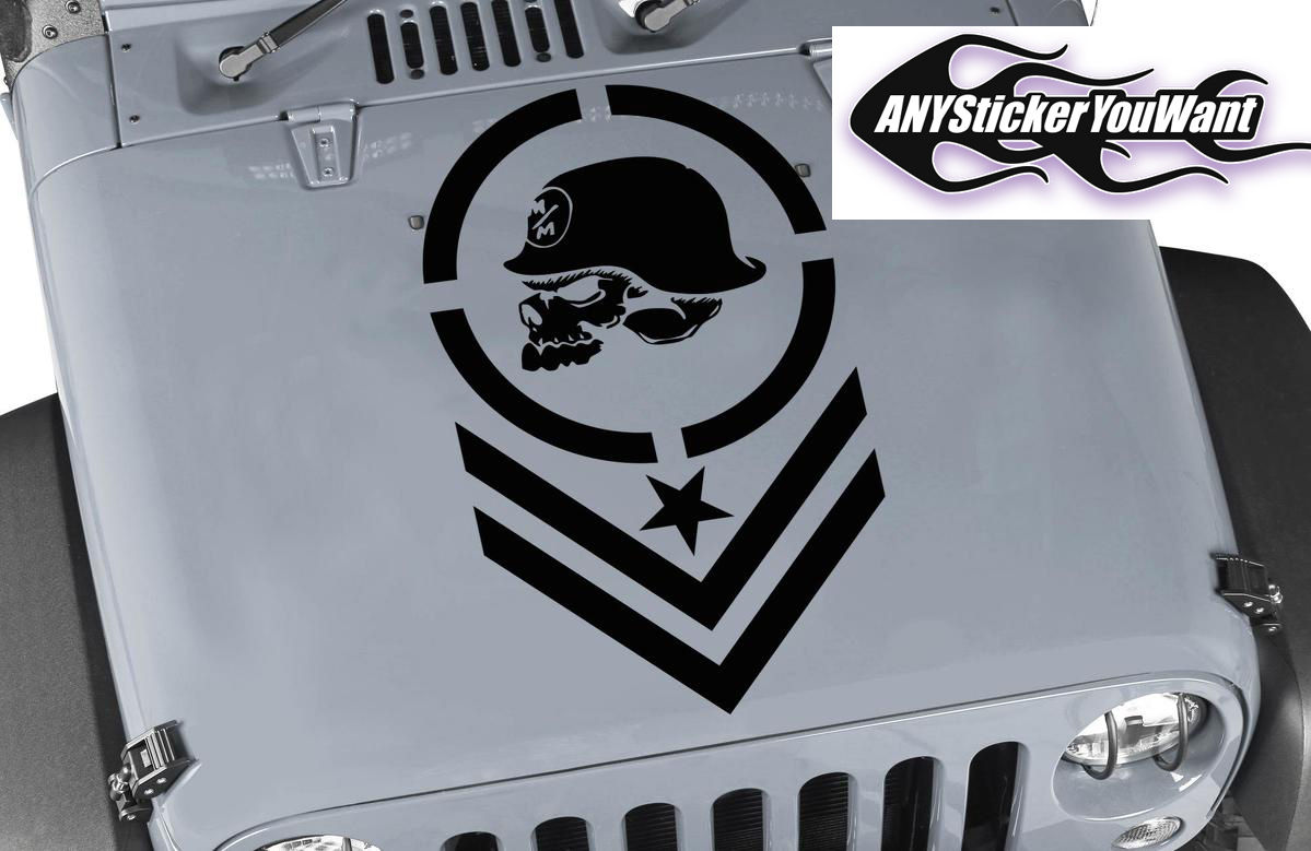 Jeep Wrangler Metal Mulisha Army Stripes Hood Decal Sticker 74