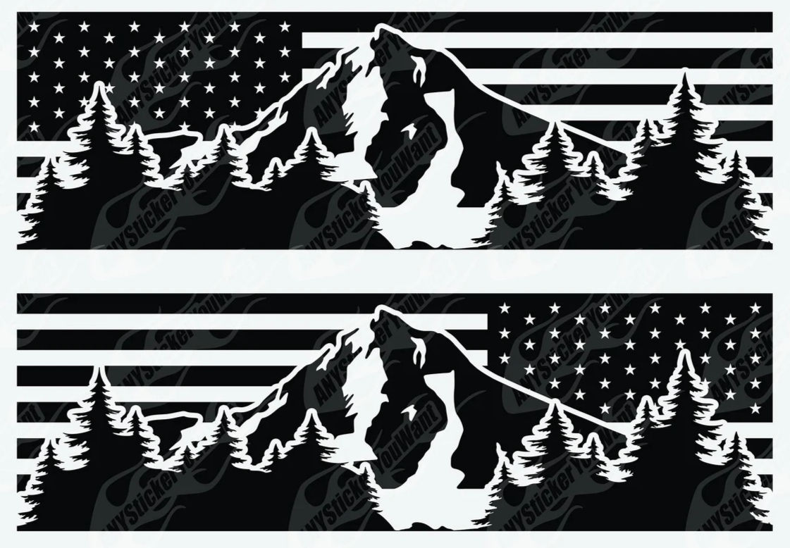 Mt Hood American Flag Vinyl Decal Fits Chevrolet Express