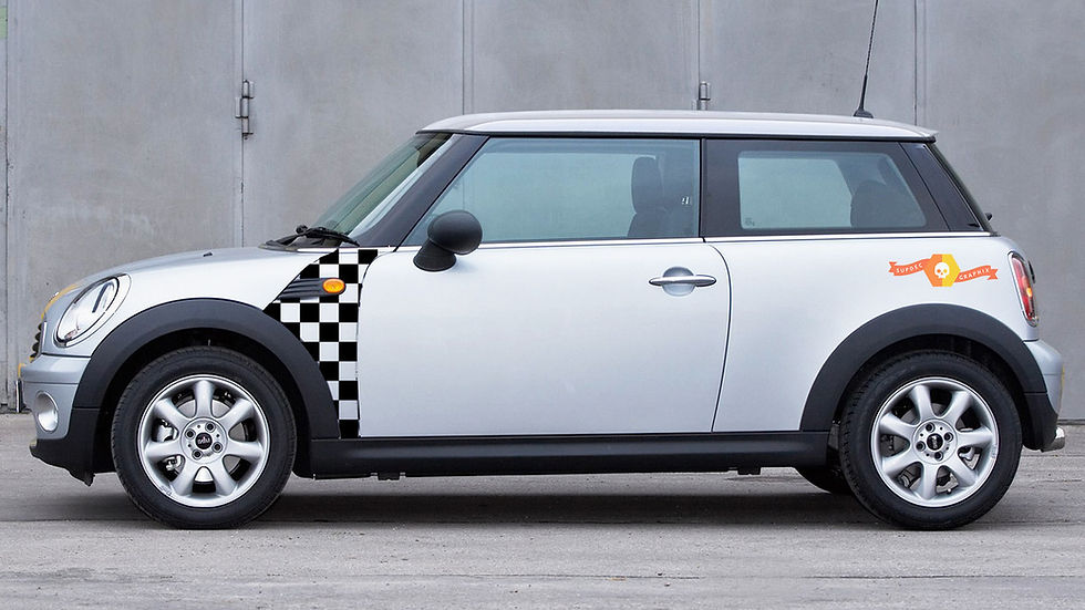 Mini Cooper Checkered Flag Fender Vinyl Decal Sticker 79