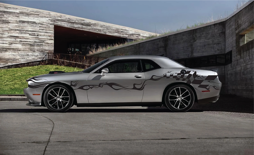 Badass Full Side Flaming Checkered Flag Vinyl Decal Sticker 225