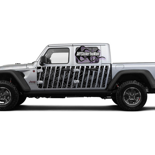 Topo Jeep Gladiator Full Side Topographic Decal Sticker