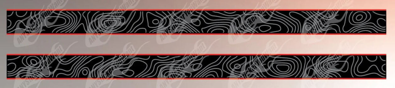 3 Tone Topographic Side Stripe Kit Vinyl Decals Fits Jeep Wrangler (4 Door)