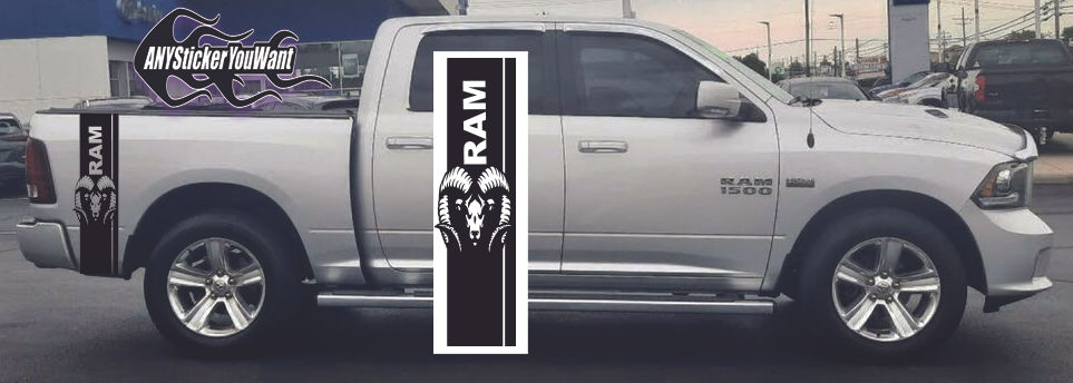 Dodge Ram Head Bed Stripes Decal Sticker
