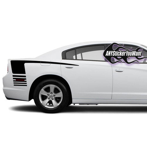 US Rallystripes Hockey Stick Quarter Panel Accent Decal Set For Dodge Charger Super Bee (2006-2010) - Matte/Gloss Vinyl