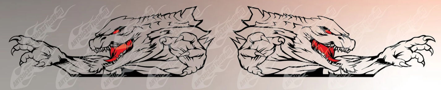 x2 Godzilla Side Graphic Vinyl Decals Fits Nissan GTR