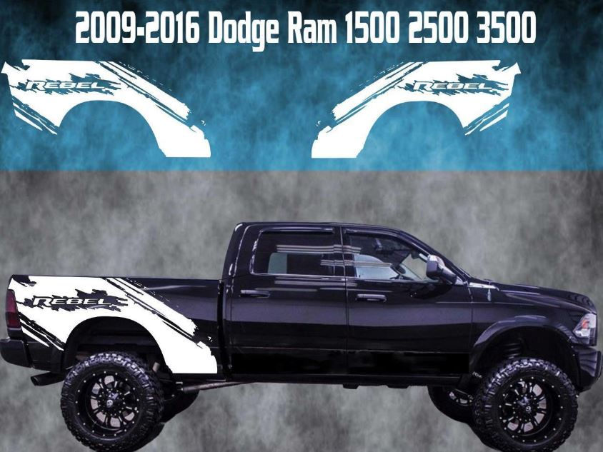 Dodge Rebel 1500 2500 3500 Rear Side Splash Vinyl Decal Sticker 91