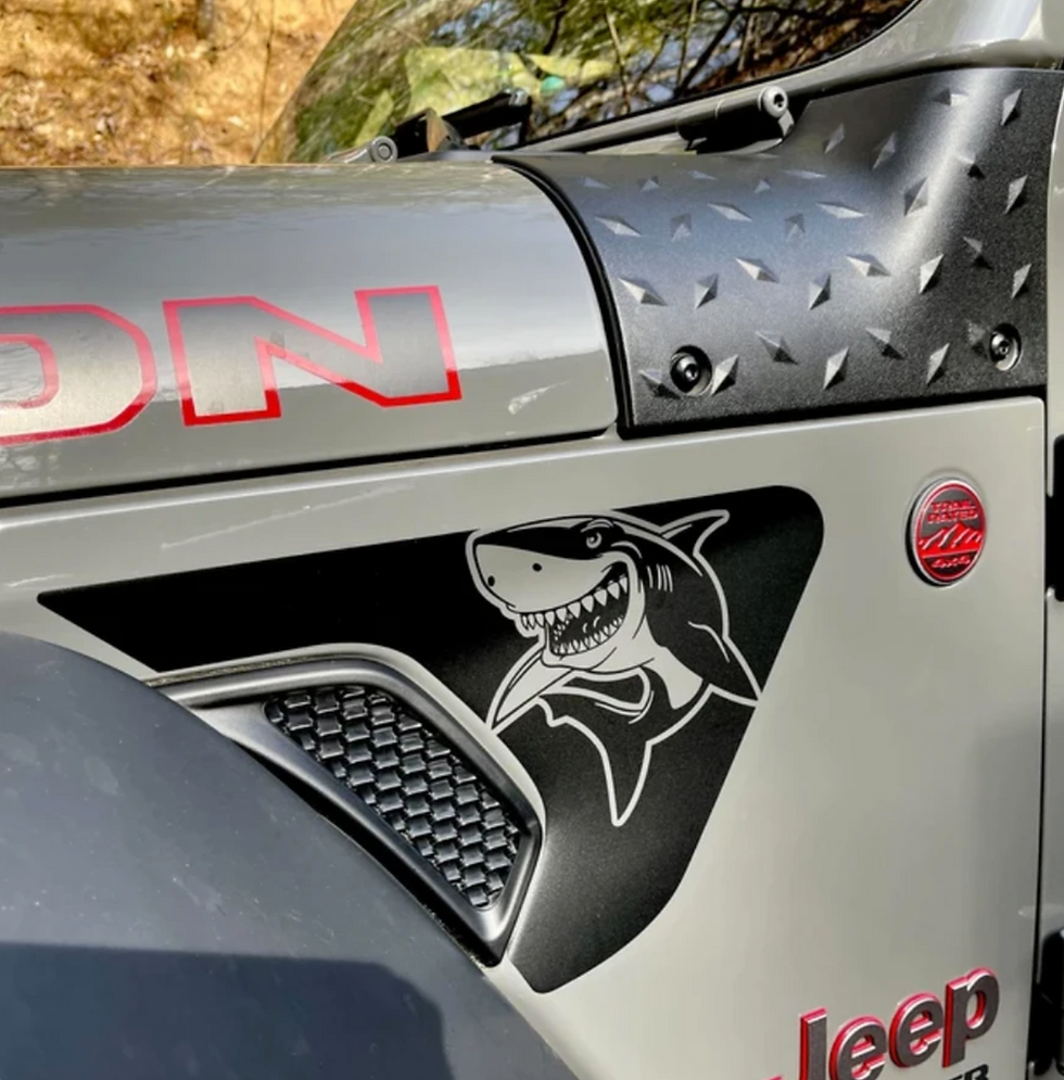 Wicked Shark Fender Vent Vinyl Decal Sticker Fits Jeep Wrangler Gladiator