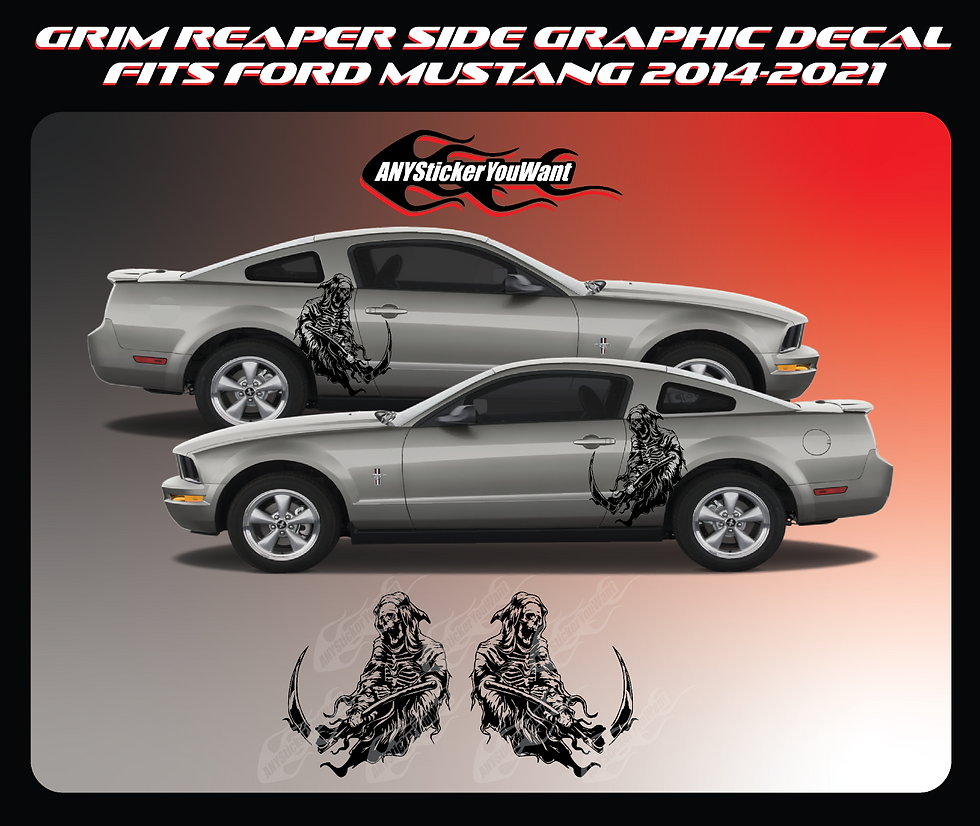 Grim Reaper Side Graphic Vinyl Decal Fits Ford Mustang 2014-2021