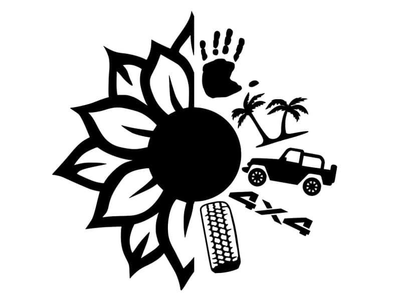 Sunflower Jeep Mix Decal Sticker