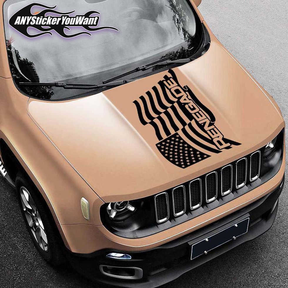 Jeep Renegade Hood Center U.S. Flag Stripe Vinyl Decal Sticker (Fits most Jeeps)