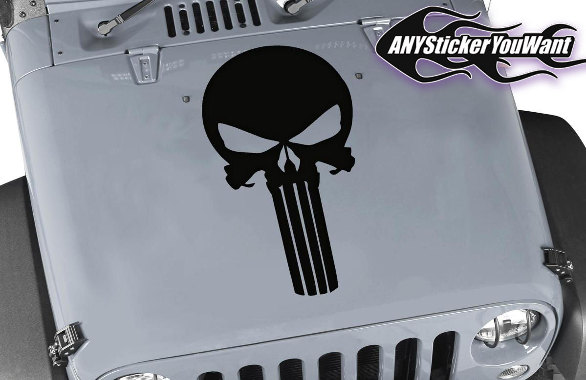 Jeep Wrangler Gladiator Punisher Hood Vinyl Decal Sticker 25
