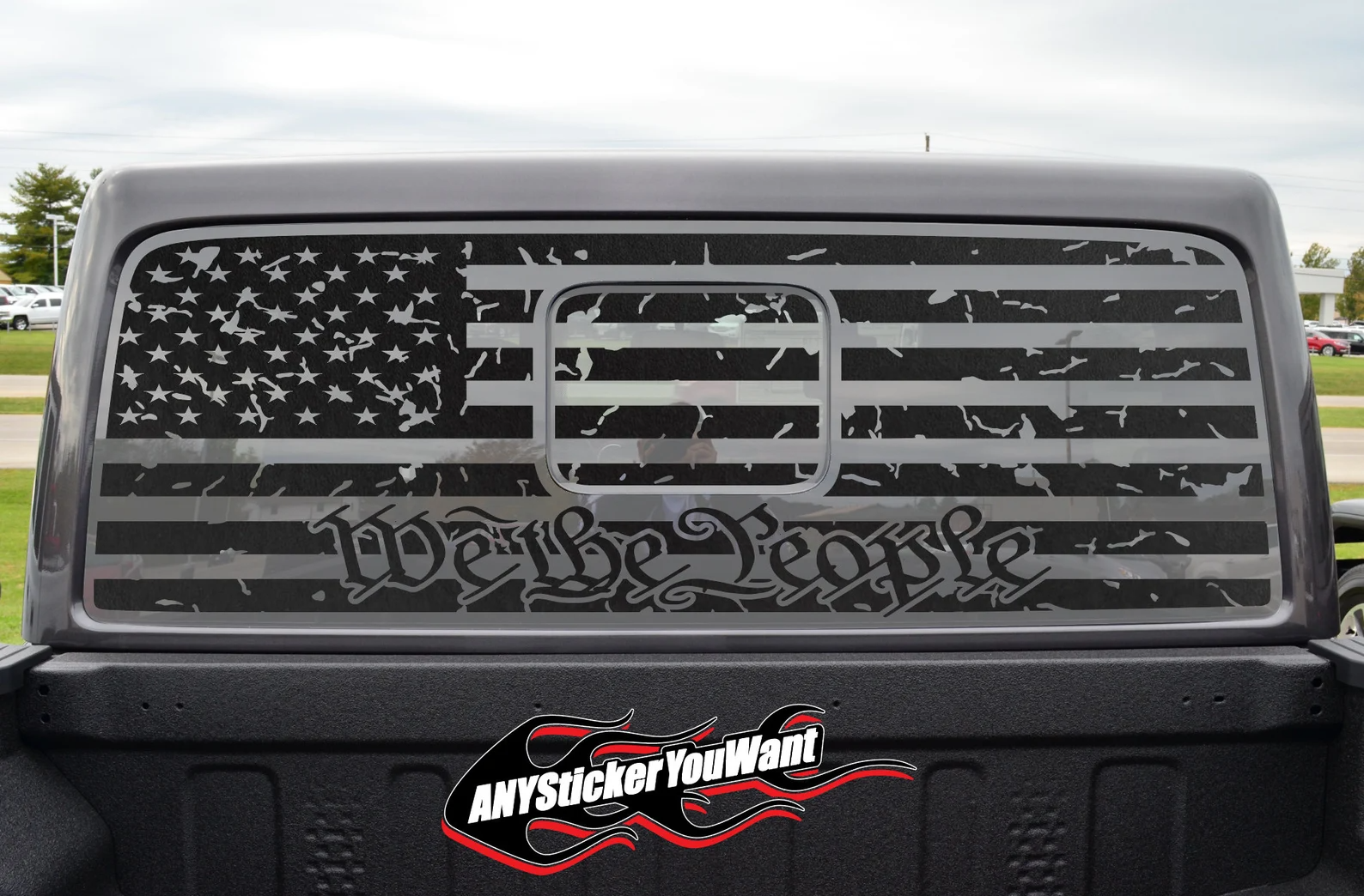Distressed We The People Flag Rear Window Vinyl Decal Fits Jeep Gladiator