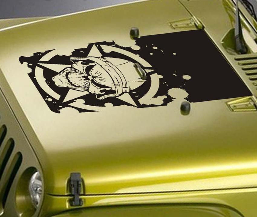 Jeep Wrangler Military Skull Hood Decal Sticker 113