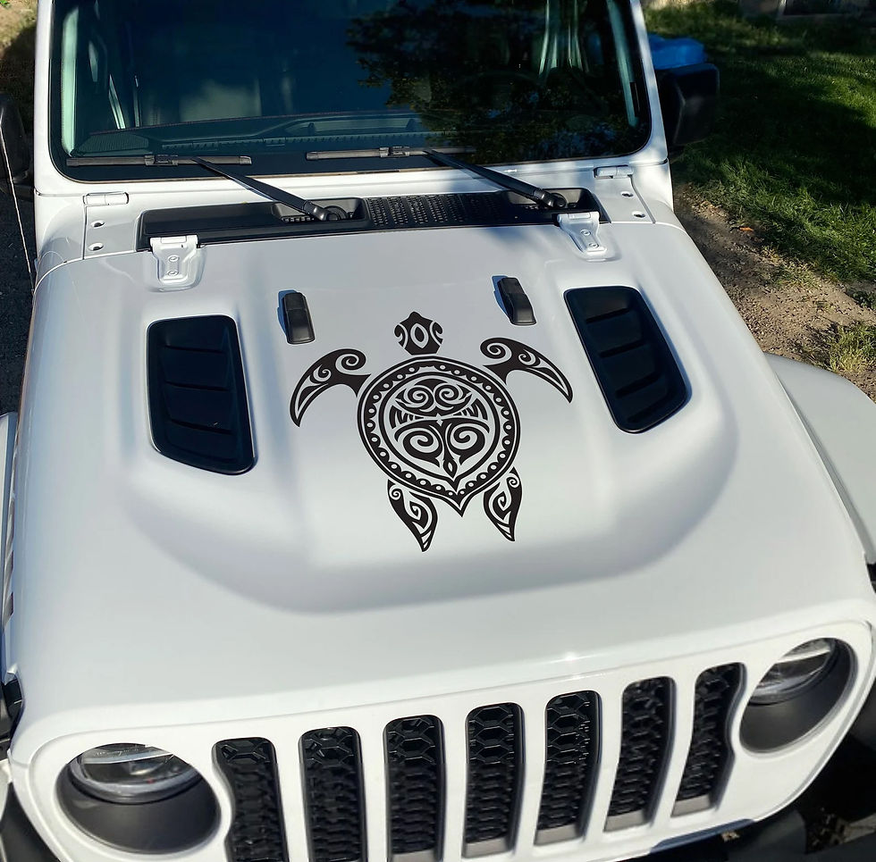 Thumbnail: Jeep Wrangler Gladiator Tribal Sea Turtle Hood Decal Sticker 465