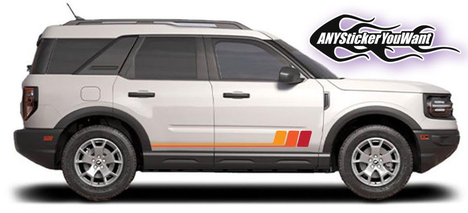 Ford Bronco 3 Color Door Hockey Stripes Sticker Decal