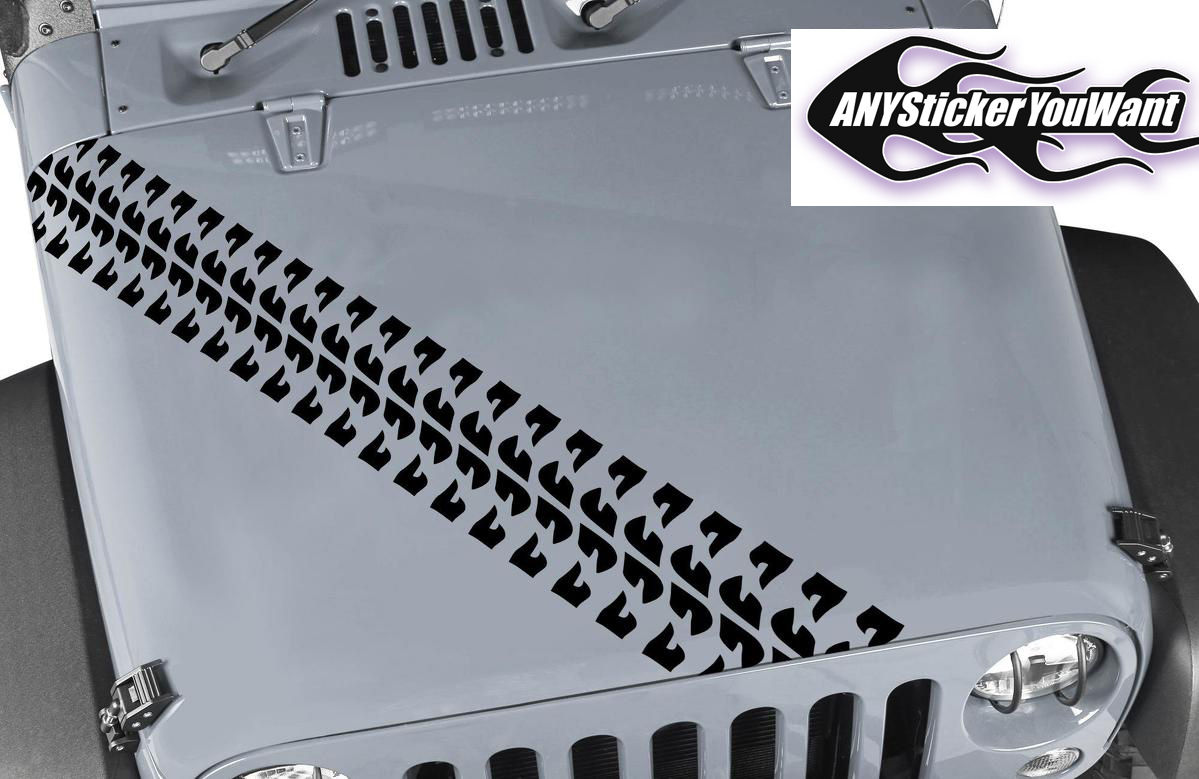 Jeep Muddy Tire Track Hood Decal Sticker 142
