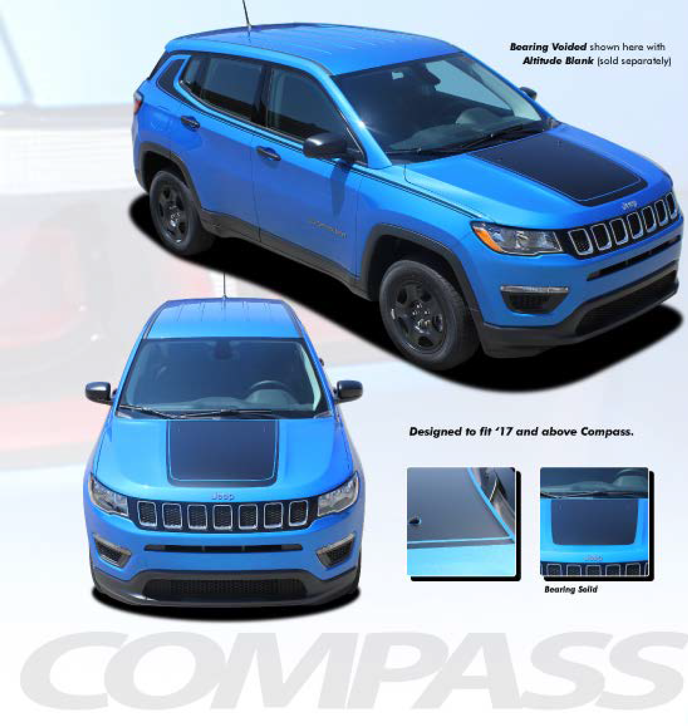 Jeep Compass BEARING HOOD 2 Hood Vinyl Decal Stickers