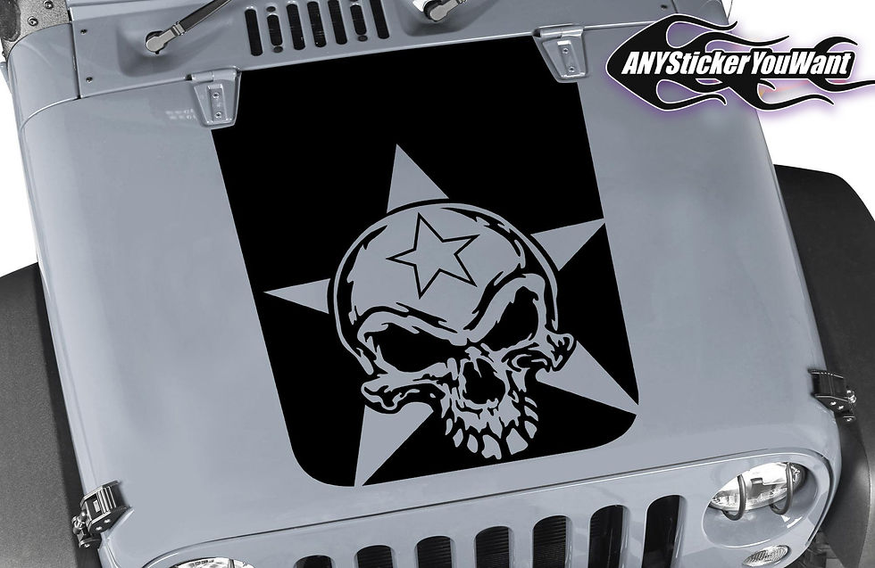 Thumbnail: Jeep Wrangler Rubicon Blackout Star Skull Hood Decal Sticker 156