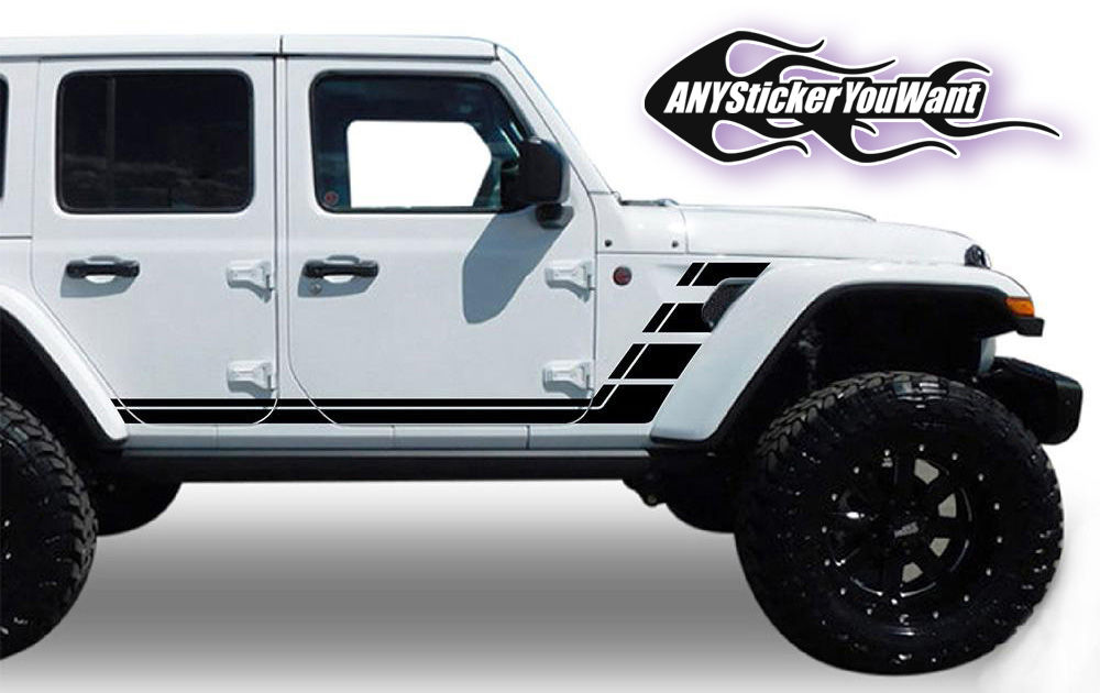 JL Wrangler Full Side Broken Hockey Swoosh Decal Sticker