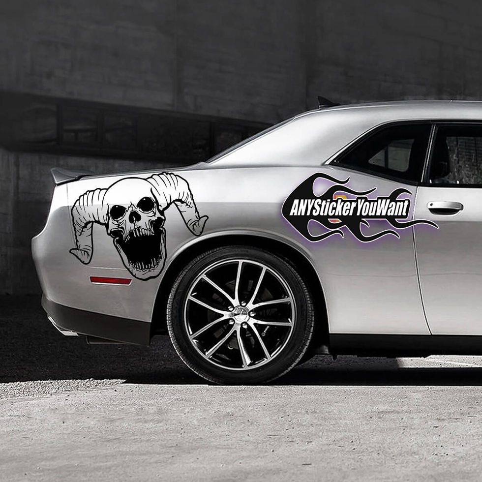 Dodge Challenger Wicked Horned Skull Fender Decal Sticker