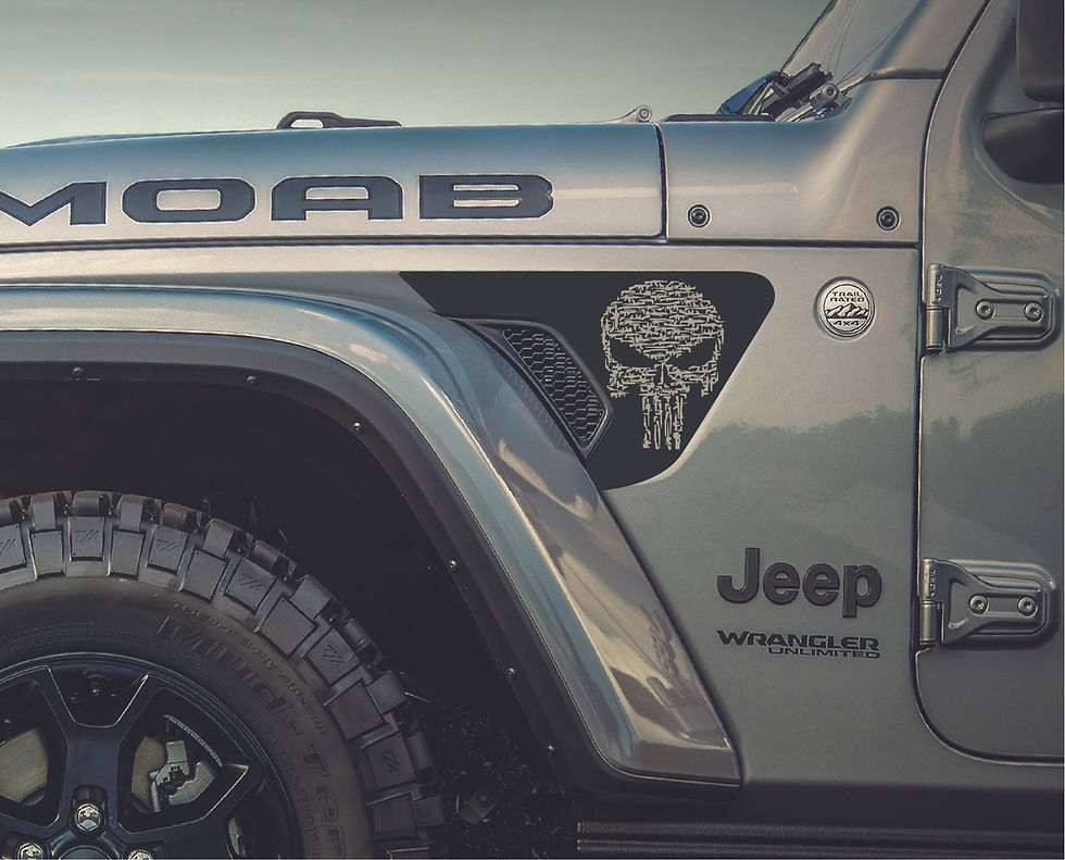 Punisher Guns Jeep Wrangler Fender Vent Decal JL/Jeep Gladiator