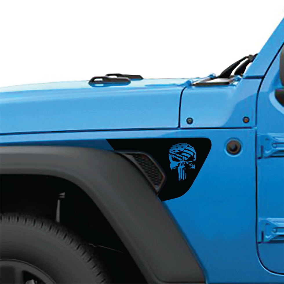 Jeep Wrangler Gladiator American Flag Punisher Fender Vent Decal 358