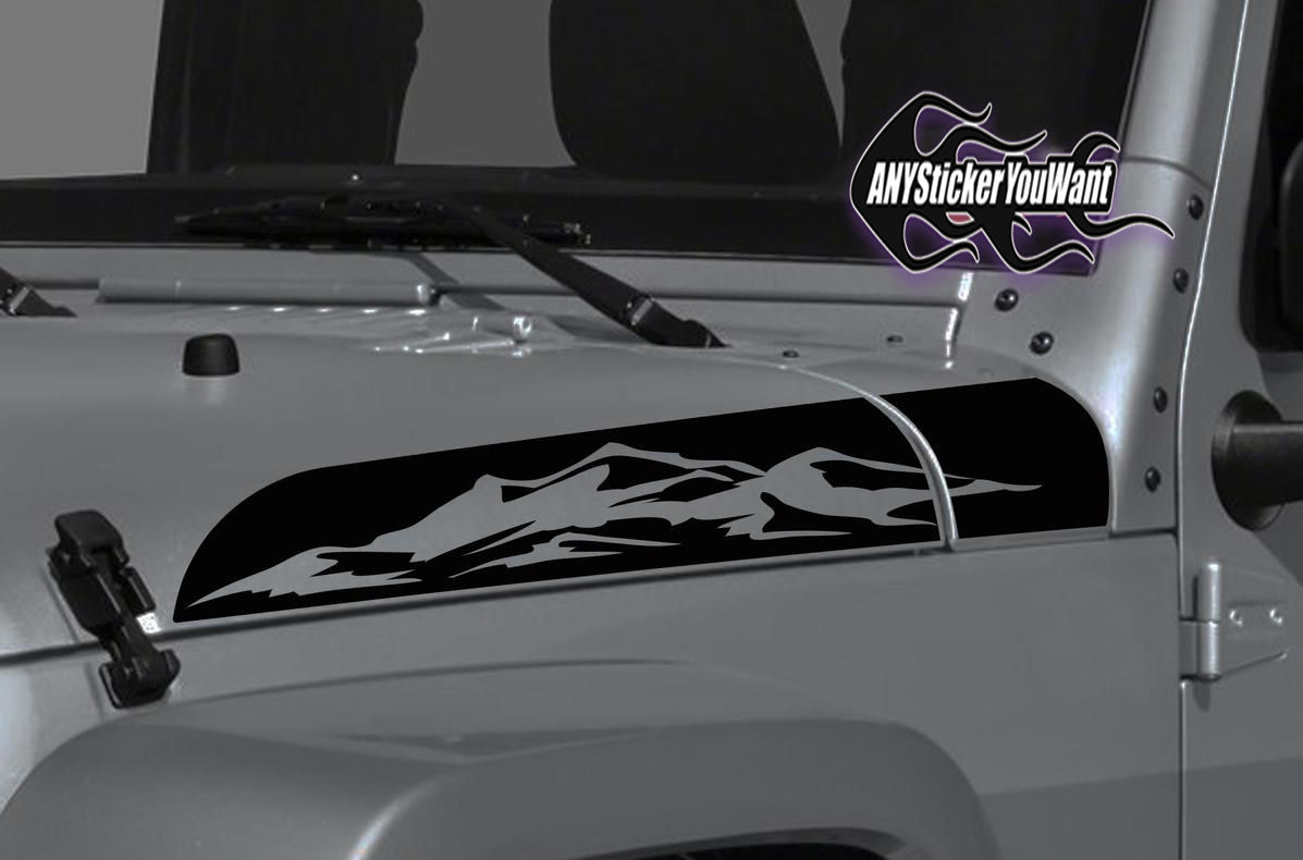 Jeep Gladiator Wrangler Mountain Hood Cowl Stripe Decal Sticker 6 2018-2021