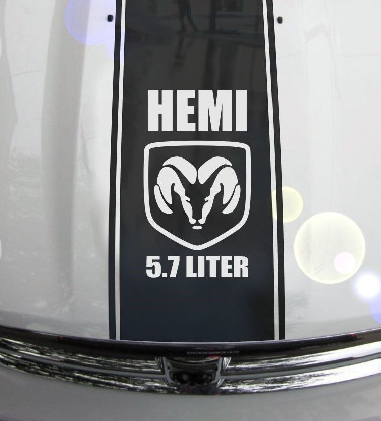 Dodge Ram 1500 2500 3500 Hemi 5.7L Hood Stripe Vinyl Decal Sticker