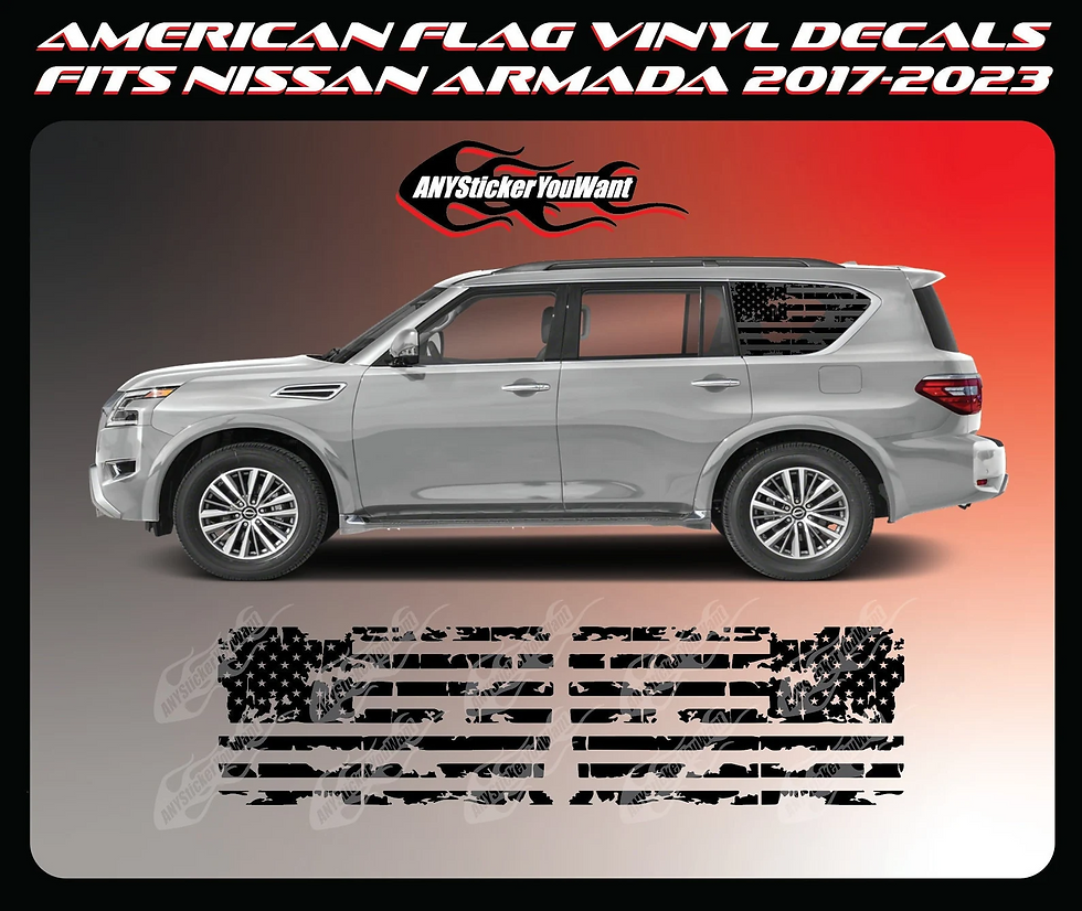 Distressed American Flag Vinyl Decal Window Stickers Fits Nissan Armada 2017+