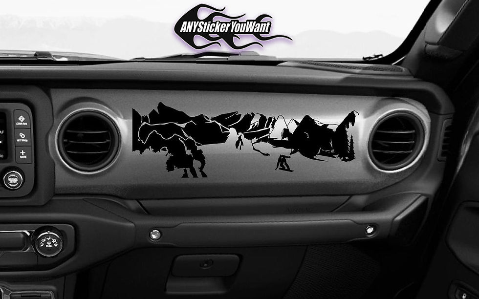 Jeep Gladiator Wrangler Snow Boarding Dash Board Decal Sticker