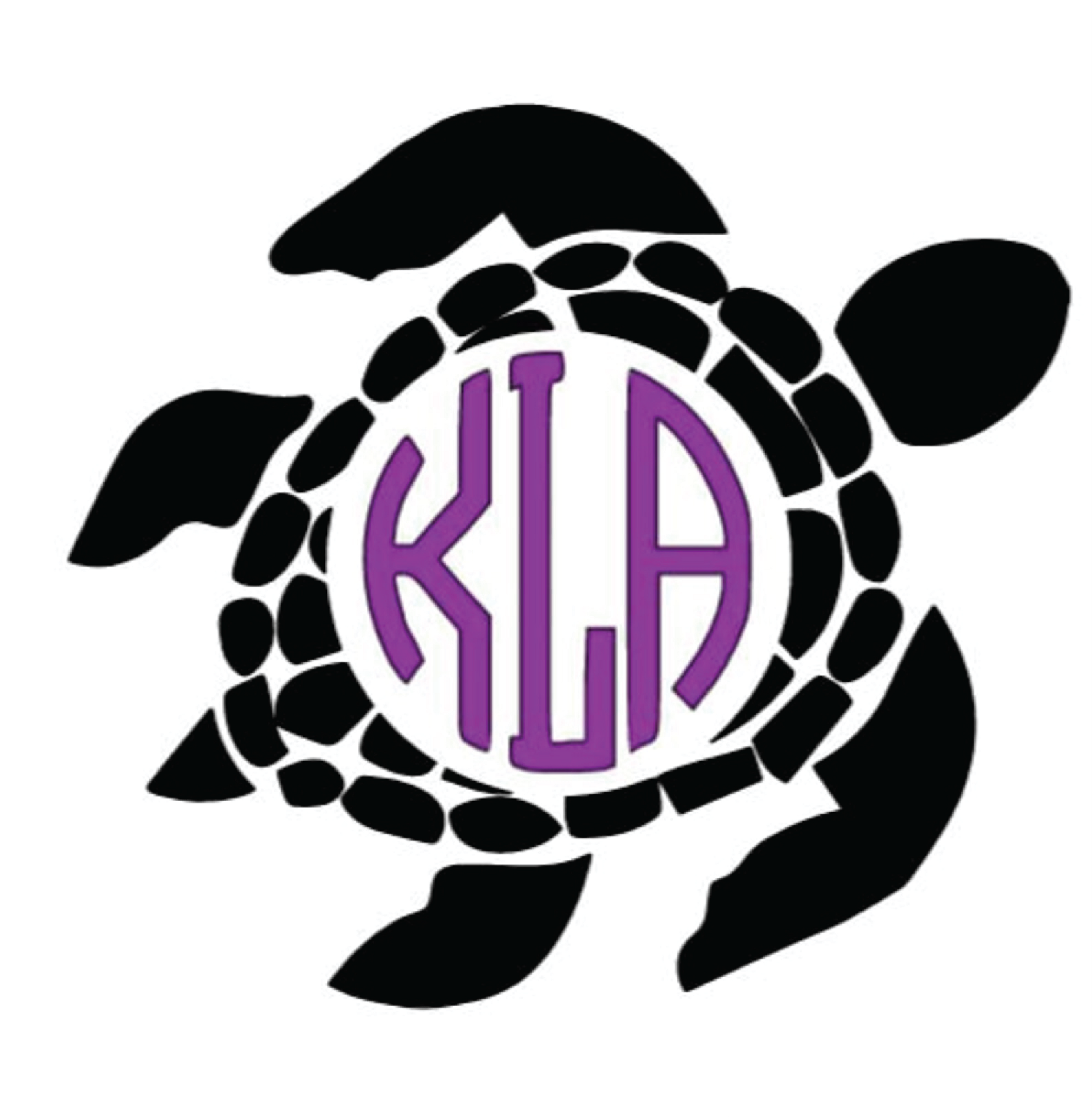 Beach Sea Turtle Monogram Decal Sticker 2