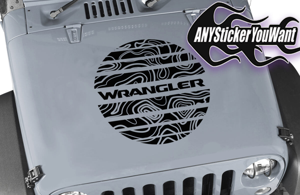 Topo Jeep Wrangler Topographic Circle Hood Decal Sticker