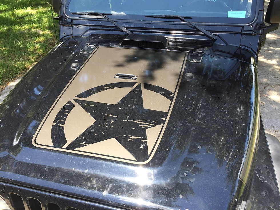 Jeep Wrangler Rubicon Army Star Stripe Hood Decal Sticker 112