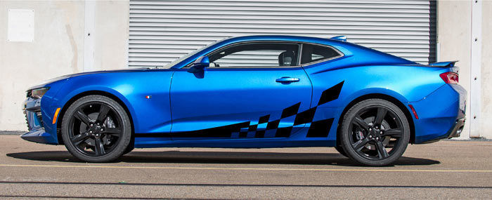 Chevy Chevrolet Camaro Checkered Rocker Panel Stripes Vinyl Decal Sticker 425
