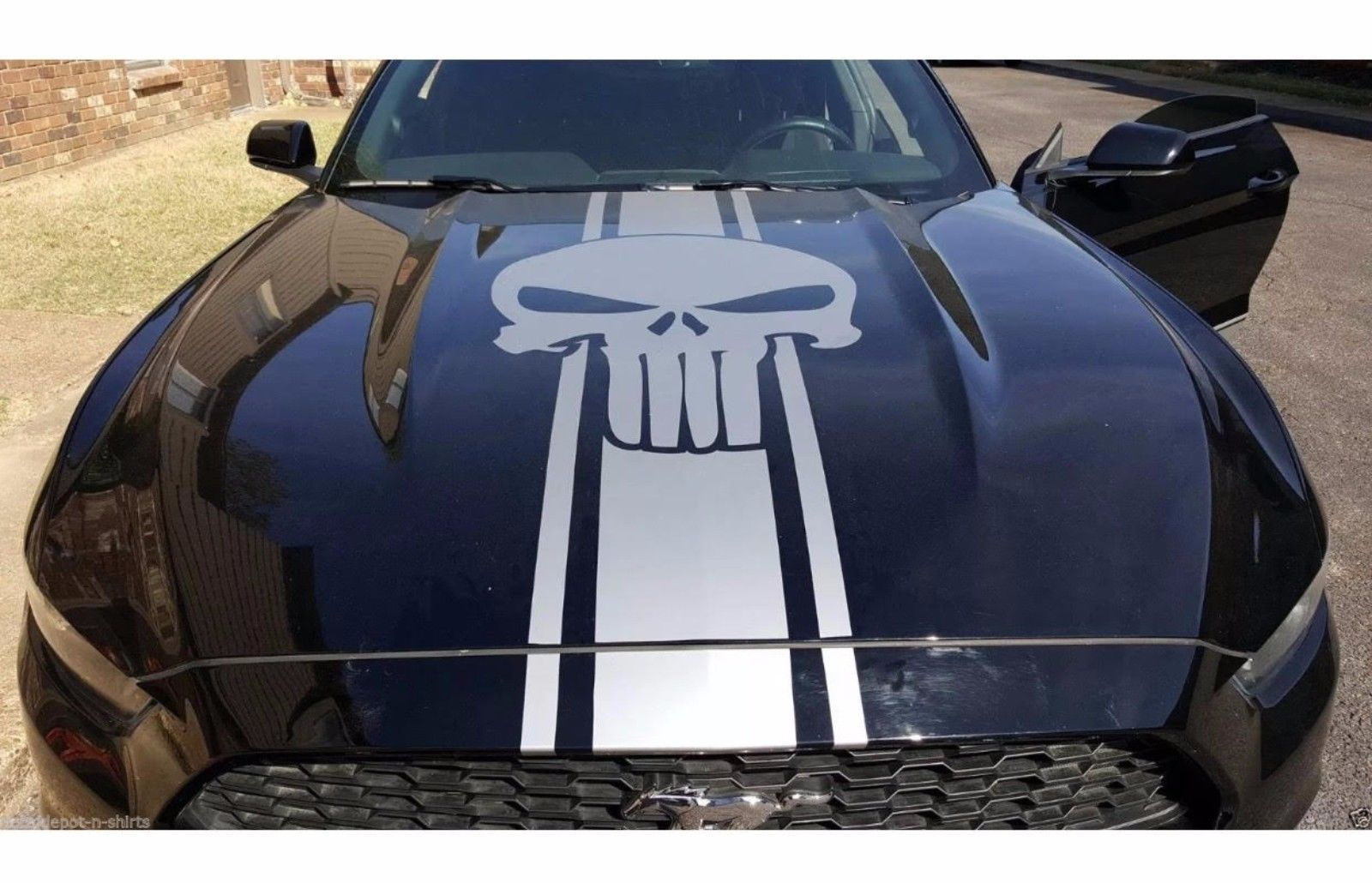 Ford Mustang Punisher Hood Stripe Decal Sticker 46