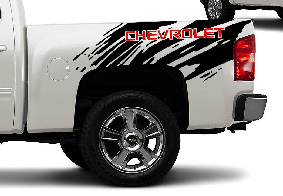 Chevy Chevrolet Silverado 2 Color Bed Splash Vinyl Decal Sticker 10
