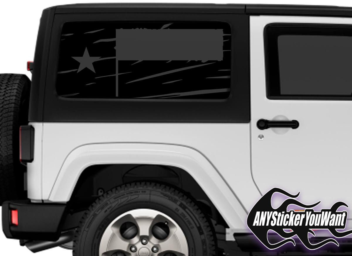 Jeep Gladiator Wrangler Distressed Texas Flag Window Decal Sticker