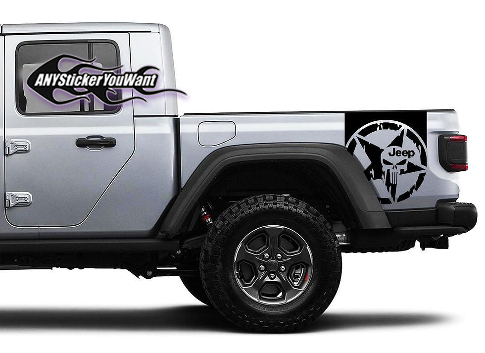 Jeep Gladiator Punisher Army Star Bed Stripe Decal Sticker